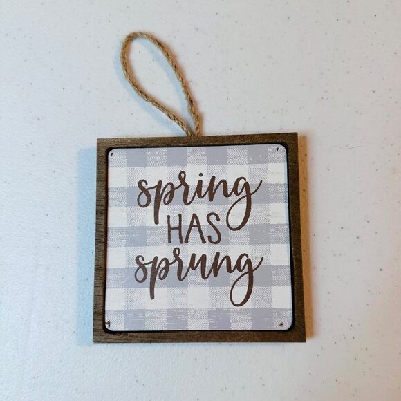 SPRING HAS SPRUNG small wood sign AND Easter Bunny springtime tiered tray decor - Picture 14 of 15